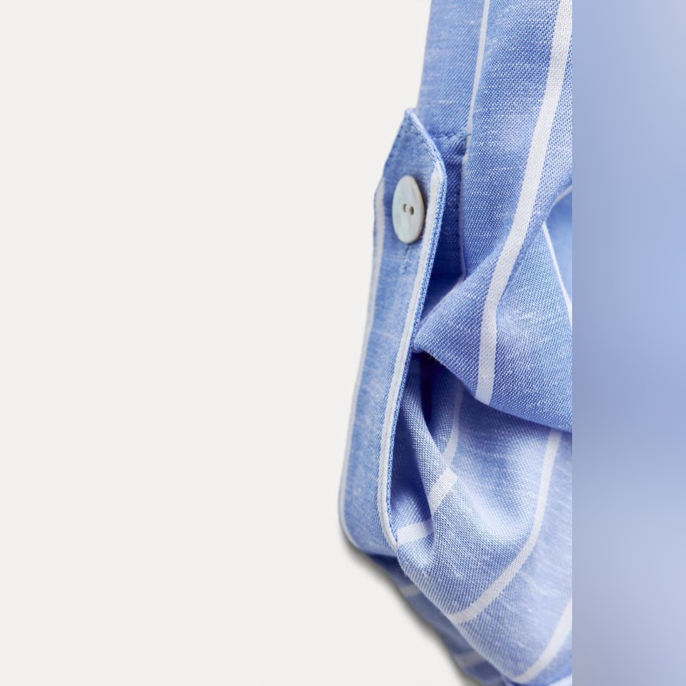 Zara Blue and White Striped Midi Shirt Dress - Picture 13 of 14